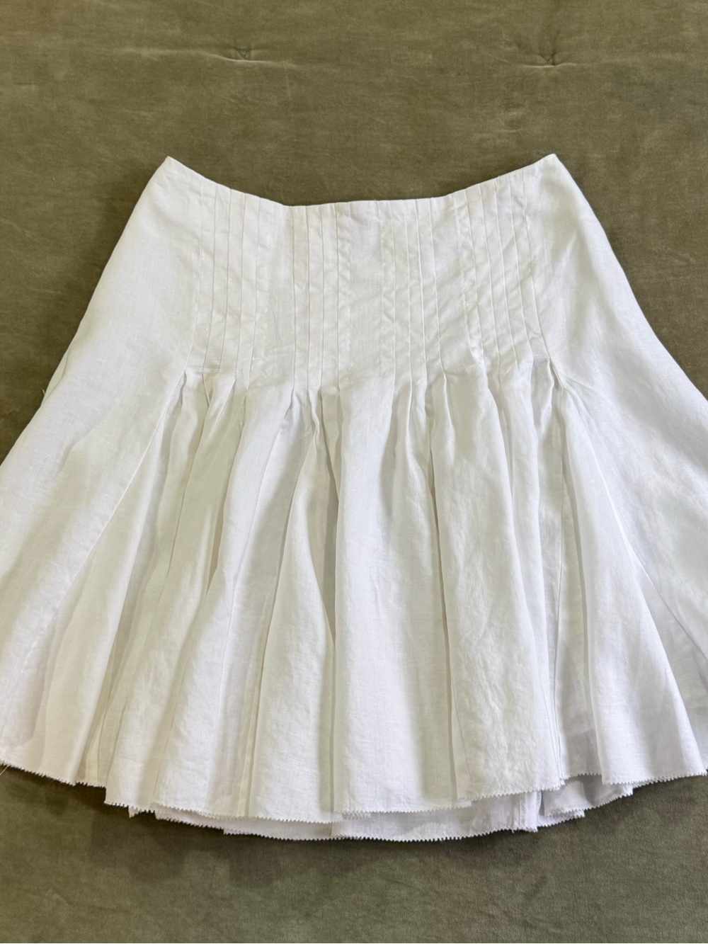 Madison White Linen Blend Pleated Flare Skirt Women’s Size 6